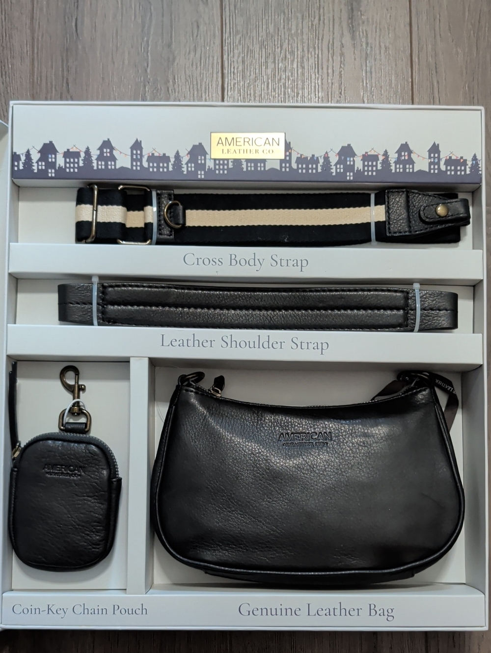 American Leather Co. Women's Black Genuine Leather Crossbody Bag